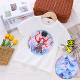 动物城兔子狐狸男女儿童哪吒t恤变色亮片爱莎长袖宝宝纯棉上衣服 白色-哪吒变 120 （建议身高110-120cm）