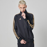 阿迪达斯 （adidas）外套男春季运动休闲立领夹克户外防风运动服 黑/金（薄款） L 