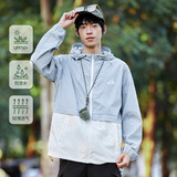 布衣传说UPF50+夏季新款防紫外线户外透气轻薄防晒衣男夹克外套 浅蓝色 L
