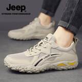 Jeep吉普休闲鞋男秋冬新款透气软底户外登山鞋防滑轻便户外运动鞋子男 沙色【四季款】 【标准运动鞋码】 41