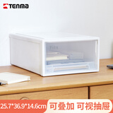 TENMA天马衣服收纳箱抽屉式透明储物整理箱塑料收纳盒Fits组合式抽屉柜 F257【25.7*36.9*14.6cm】WC色 1个装