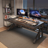 米客米家电脑桌台式电竞桌椅套装卧室家用学习写字办公桌子书桌简易工作台 【昇级加厚25mm】炫酷黑120*60CM