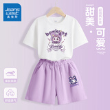 真维斯女童夏装套装2025年儿童夏季短袖t恤短裤两件套网红女孩运动衣服