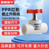 金角金牛ppr截止阀闸阀升降阀4分20 6分25 1寸32水管阀门配件接头 32ppr(1寸) 红轮加厚铜阀芯截止阀