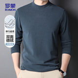 罗蒙（ROMON）半高领德绒秋冬保暖长袖男时尚休闲百搭T恤新年保暖打底衫