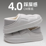 OIU亚麻拖鞋男士春秋外穿加绒保暖防滑踩屎感全包跟情侣棉拖鞋女四季 灰色 42-43 (适合41-42码)