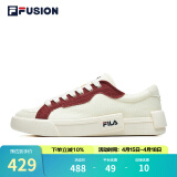 FILA FUSION斐乐女鞋帆布鞋女 低帮板鞋POP轻质帆布鞋休闲运动鞋女 奶白/烧砖红-GF 37.5
