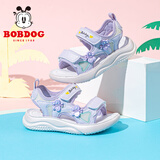 巴布豆童鞋夏季女童休闲轻便儿童凉鞋时尚公主鞋105552101樱粉紫27