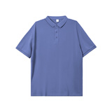 乔拉格大码男装商务凉感抑菌防螨冰皮POLO衫短袖纯色宽松休闲高档上衣 牛仔蓝 5XL 适合240-260斤