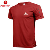 土拨鼠短袖t恤男士夏季冰丝吸汗透气圆领速干衣跑步健身运动上衣 红色 XL