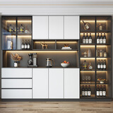 慕言森餐边柜现代简约书柜储物柜碗柜厨房收纳柜酒柜置物柜 40*40*220【实木生态板】 暖白色+灰