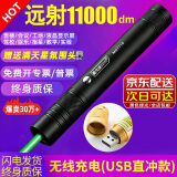 曼戈途大功率强光远射激光笔售楼逗猫教学led屏户外镭射灯红外线指星笔 已售30万/黑色绿光+满天星USB充电