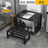 RNGIG马桶坐便改蹲便蹲坑神器坐厕变蹲厕蹲马桶凳脚凳脚踩蹲便器坑式架 圆弧加粗钢架-黑色+凳子防滑垫