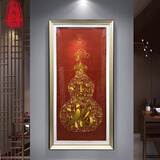 满绣园高端织锦绣福禄刺绣玄关葫芦挂画现代简约进门过道走廊苏绣装饰画 黑金平安百福图 160*80