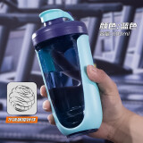 贝瑟斯摇摇杯运动健身水杯蛋白粉搅拌杯奶昔杯子代餐杯瑶瑶杯680ML蓝色