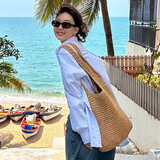 尤克达蒂草编包包女26新款海边度假沙滩包网红夏季编织包大容量圣诞节礼物 草编包【卡其色】