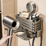 有顾吸盘吹风机置物架免打孔卫生间置物架浴室厕所电吹风收纳支架壁挂 枪灰吹风机架【强力吸盘】