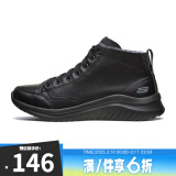 SKECHERS斯凯奇女鞋简约高帮运动鞋保暖舒适短绒靴休闲靴子 13358/BBK 全黑色 36