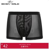 BODYWILD男士内衣透气网纱轻薄舒适装腰平角内裤ZBN23EG4黑色175