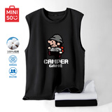 名创优品（MINISO）背心男健身运动坎肩夏季薄款马甲纯棉透气体恤衫潮男装无袖上衣服 黑色(像素游戏) XL 180(体重140-160斤左右)