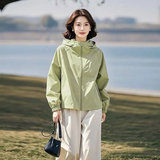纯信超好看短款连帽外套女2025春秋减龄时尚百搭超火酷飒拽姐高级感 清新绿(高品质)双层外套 XL 建议 125-140斤