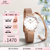 丹尼尔惠灵顿（DanielWellington）dw手表女 简约时尚欧美腕表石英女士手表 生日礼物送女友 女表+手镯155mm-DW219/DW4003