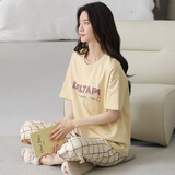 甜桔子女士睡衣女夏季短袖纯棉七分裤宽松家居服女短裤可外穿学生睡衣 MJF7269【七分裤套装】100%纯棉 XL /身高168-173 体重120-140