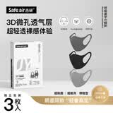 吉研3D立体高颜值海绵口罩明星同款防尘防花粉舒适透气独立包装可水洗 经典三色【3枚】