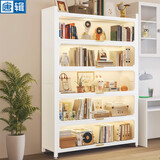 唐辑钢制书架书柜防尘落地多层带门铁艺书架置物架收纳储物柜四层120