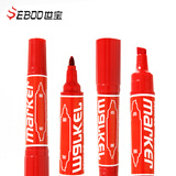 SEBOO 记号笔油性大头笔马克笔双头物流玻璃钢材纸箱 防水 不可擦 10支 红色