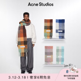 Acne Studios男女同款 格纹流苏彩虹Vally围巾羊毛披肩CA0084 板栗棕色/黄绿色 均码