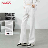 班尼路（Baleno）高腰喇叭裤女2025春秋季松紧腰微喇休闲长裤时尚黑色马蹄裤