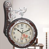 康巴丝（Compas）双面挂钟欧式石英钟挂表客厅餐厅摇摆时钟表摆钟钟表 1011木纹