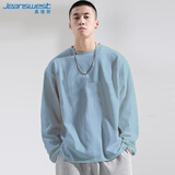 真维斯（Jeanswest）T恤男2026春夏新款纯棉简约纯色男士打底衫长袖T恤男蓝色2XL