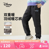 迪士尼（DISNEY）童装男女童羽绒长裤梭织耐磨白鸭绒蓬松裤子23冬DB341ME16黑120