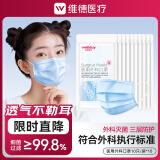 维德（WELLDAY）一次性医用外科口罩挂耳式三层无菌级防病毒细菌秋冬季透气防风 【医用外科灭菌】蓝色100只
