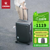 皇冠（CROWN）拉链铝框箱行李箱托运箱大容量万向轮侧开旅行箱5278-28-铁灰