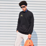 阿迪达斯 （adidas）卫衣男圆领套头衫春季防风保暖长袖外套 黑金（棉） L 