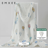 嫚熙（EMXEE）.婴儿纱布浴巾纯棉宝宝新生儿童浴巾大尺寸洗澡包裹包巾 气球岛【斗篷款】 105×105cm
