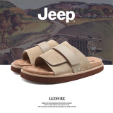 Jeep吉普拖鞋男款休闲百搭2025夏季新款凉拖防滑外穿高端魔术贴沙滩鞋 卡其棕 43 标准运动鞋码
