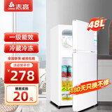 志高（CHIGO）小冰箱迷你小型双门家用冷藏冷冻两用宿舍出租房办公室用节能省电冰箱 BCD-48-奶白镜面特惠款【一级能效】