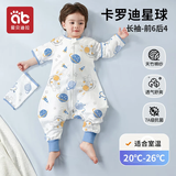爱贝迪拉婴儿睡袋秋冬宝宝0-6岁婴幼儿睡袋儿童防踢被睡袋恒温分腿四季 特价【20-26℃】天竹棉纱 春秋款 双层・卡罗迪星球 M码【适合身高80-95cm】建议年龄15个月-2.5岁