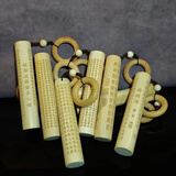 LZJV正圆心经实心玉竹手把件黄皮水晶料鎏金刻字文玩竹雕刻手工竹子 心经【送油手套】 不带竹环配饰款