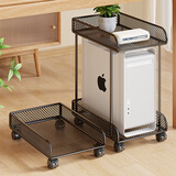 梵俪琳电脑主机托架可移动家用台式办公室带滑轮机箱底座支架托盘置物架 黑色小号单层【加密加固送滑轮】