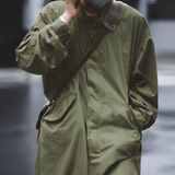 马登工装美式复古M65战壕派克服鱼尾风衣parka中长款大衣外套 军绿色 (宽松，大2码) S