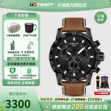 天梭（TISSOT）【官方授权店】 瑞士手表 新款速敢系列黑武士计时码运动防水男表 黑盘皮带T125.617.36.051.01