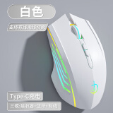 剑圣一族无线蓝牙鼠标游戏鼠标电竞鼠标电量显示无线RGB/2.4G/蓝牙三模连接竞技FPS吃鸡宏cf送男友礼物M800 究极版7键-三模-2400DPI-RGB灯-经典白