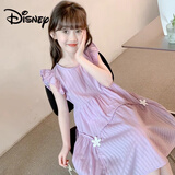 迪士尼（Disney）女童连衣裙夏季儿童裙子2025新款小女孩公主中大童洋气夏装清新爆 紫色小飞袖公主裙 150 cm