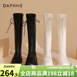 达芙妮（DAPHNE）官方靴子女长筒靴女骑士靴2024年厚底显瘦马丁靴女秋冬款高筒女靴 黑色【常规单里款】 38