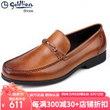 金利来（Goldlion）男鞋2025新款商务正装鞋皮鞋男休闲鞋男士皮鞋豆豆鞋透气软底软皮 棕色皮鞋G515310502CCA 42